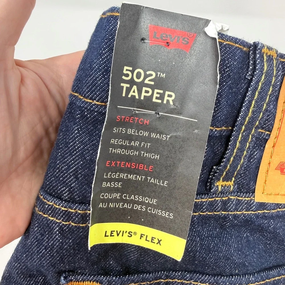 Levis 502 Taper Mens Jeans 38x29 Indigo Blue Flex Stretch Denim 29507-0001 NEW